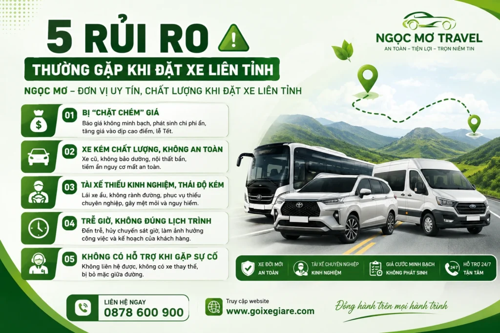 5 rủi ro thường gặp khi đặt xe liên tỉnh